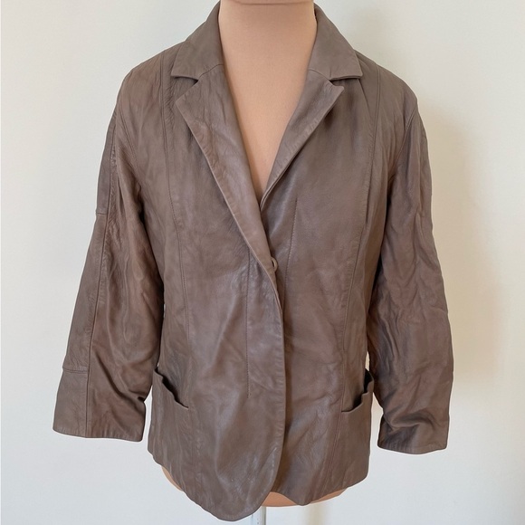 Vince Womens Brown Leather Snap Closure Blazer Jacket V0550-90092 Size 2 - Picture 1 of 10